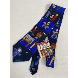 NWT Lord & Taylor 100% Silk Save The Children USA Made Necktie 55” X 4”